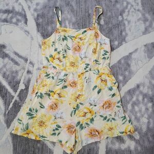 Old Navy Yellow Floral Women Romper Size M
